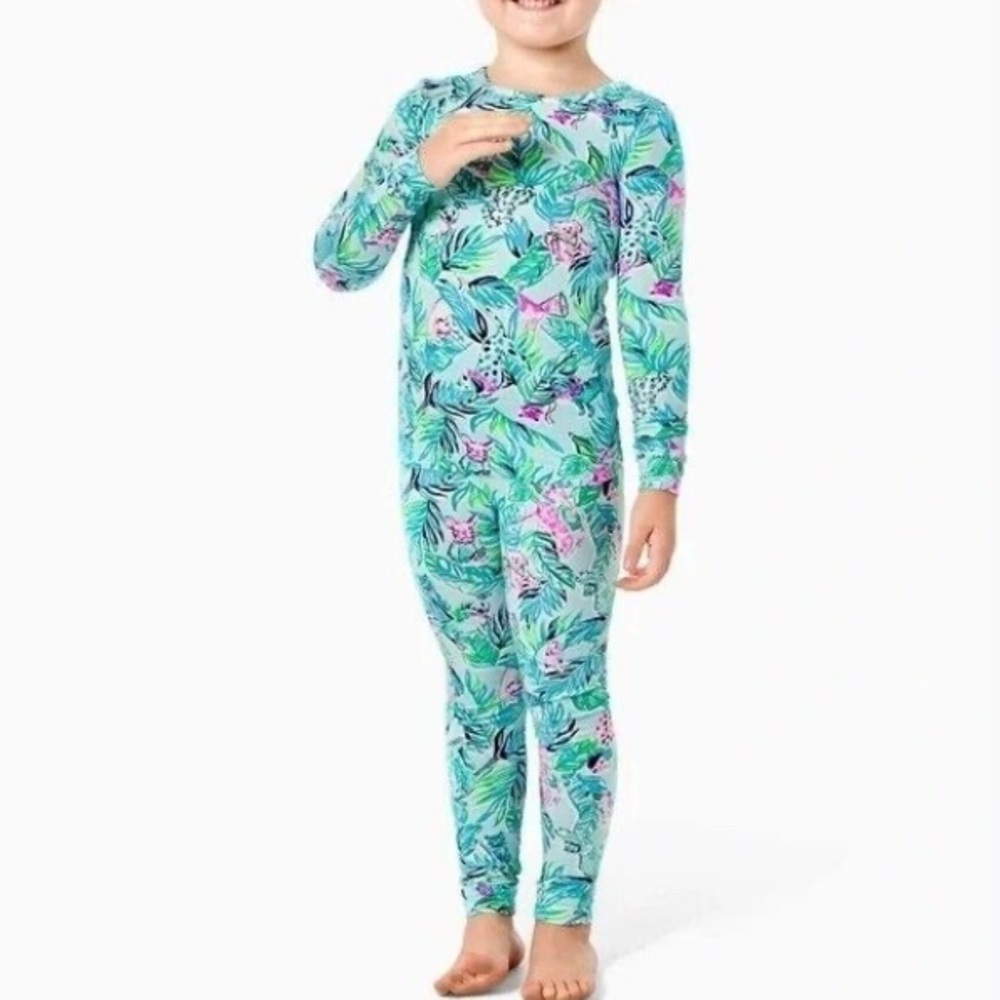 Lilly Pulitzer Girl’s Sammy Pajama Set In Barking Up The Tree Dog Print